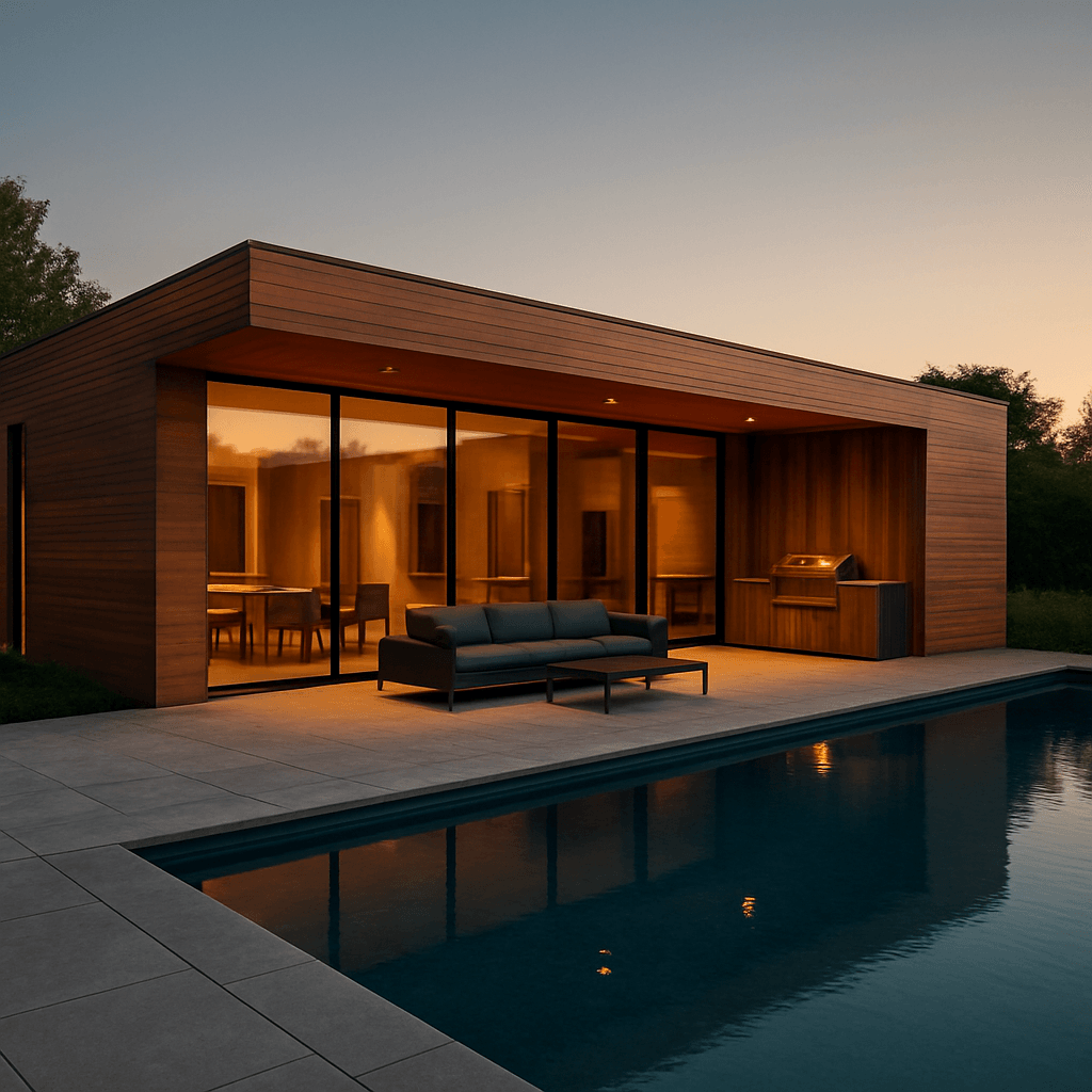 Poolhaus mit Glasfassade